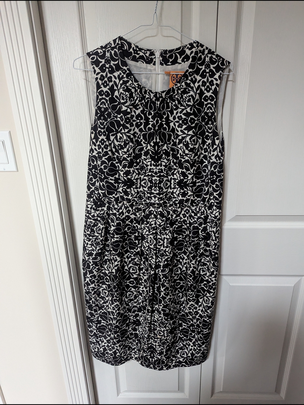 Tory Burch Black and White Printed Sleeveless Dress